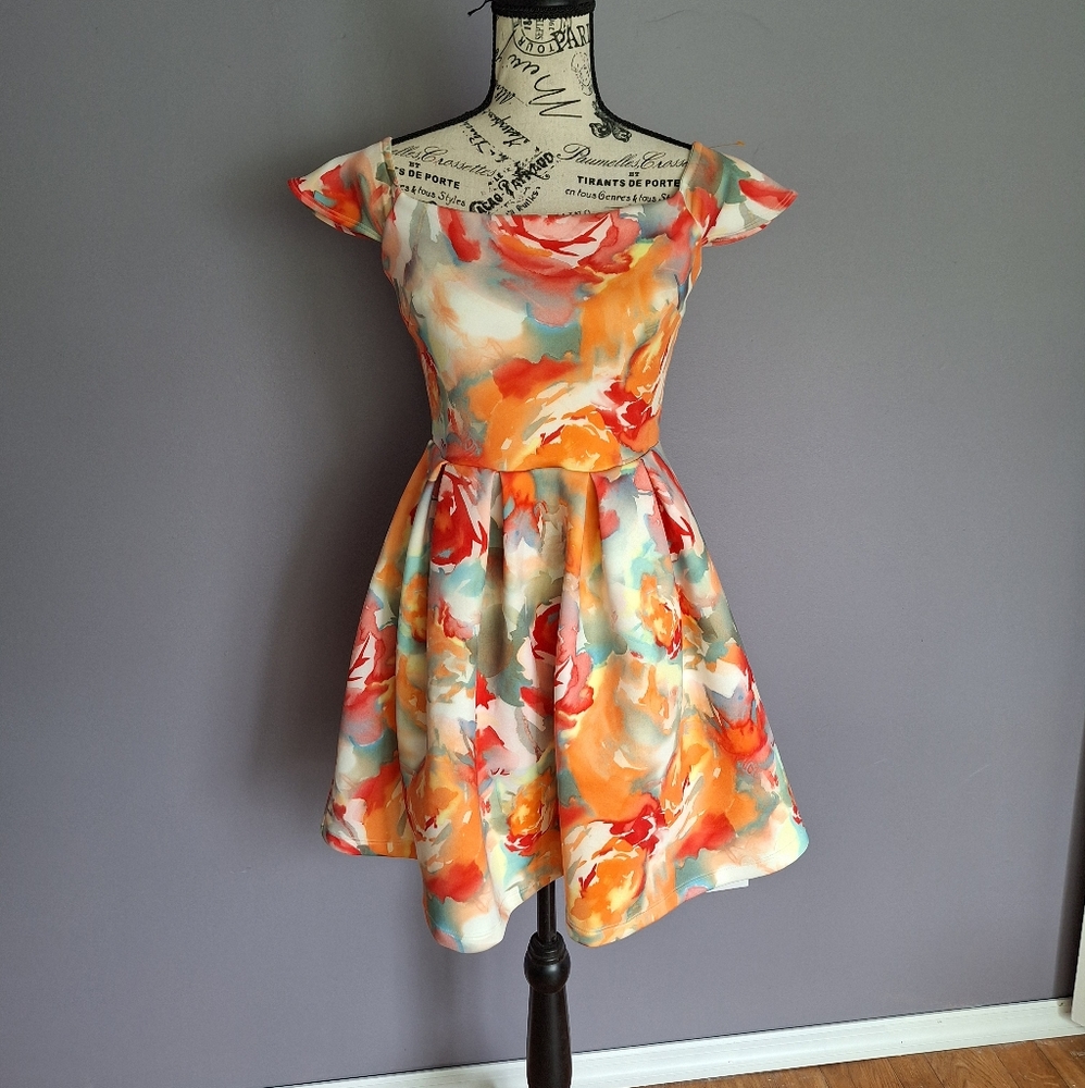 Dainty Hooligan Floral Dress - Orange and Red - Picture 1 of 5
